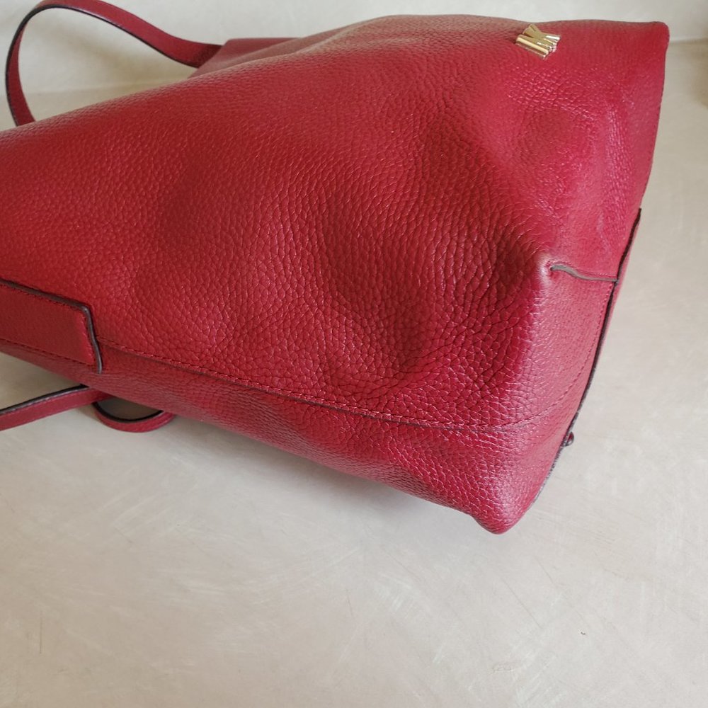 Euc Michael Kors Junie Crimson Leather Shoulder Bag c - Picture 8 of 13